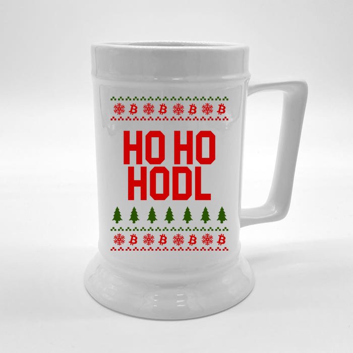 Santa Ho Ho Hodl Funny Crypto Ugly Christmas Front & Back Beer Stein