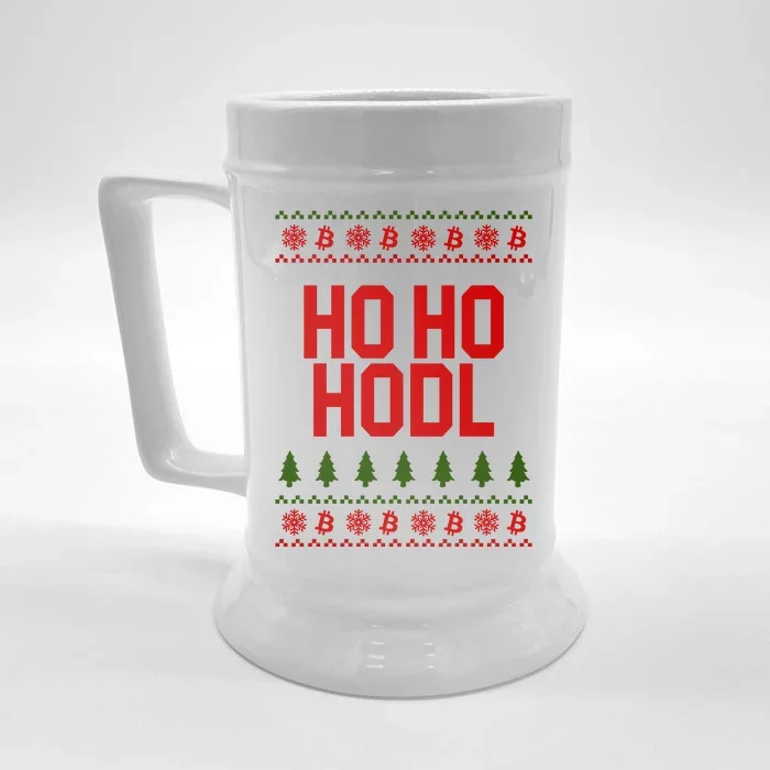 Santa Ho Ho Hodl Funny Crypto Ugly Christmas Front & Back Beer Stein