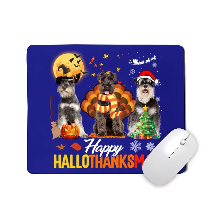 Schnauzer Happy Hallothanksmas Halloween Thanksgiving Xmas Cool Gift Mousepad