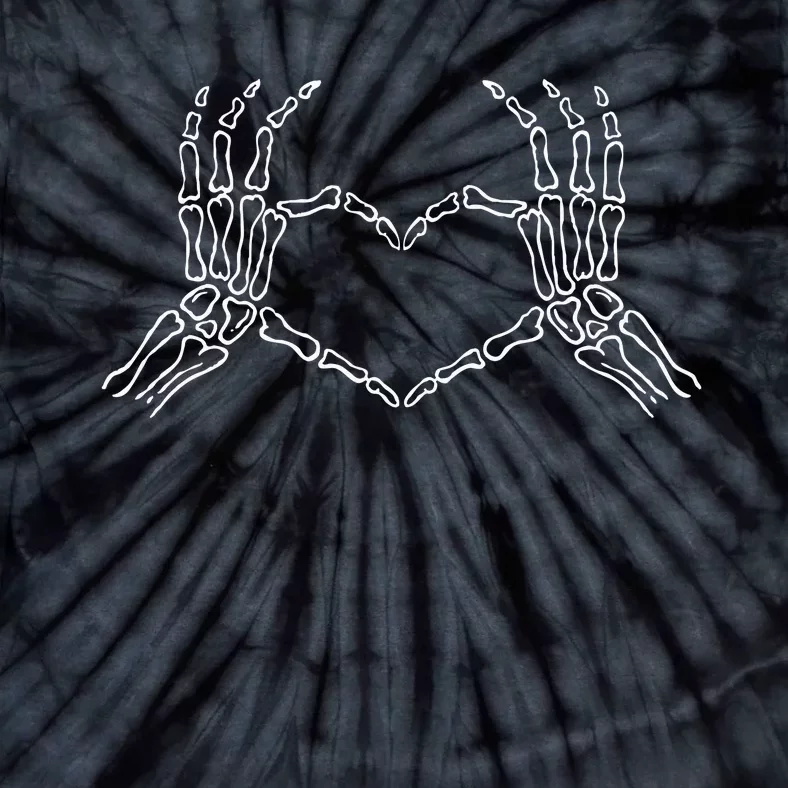 Skeleton Hands Heart Sign Retro Halloween Costume Tie-Dye T-Shirt