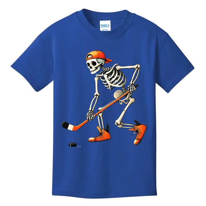 Skeleton Hockey Halloween Costume Sport Kids T-Shirt