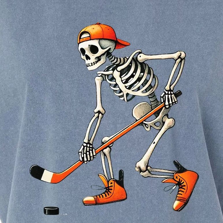 Skeleton Hockey Halloween Costume Sport Garment-Dyed Women's Muscle Tee