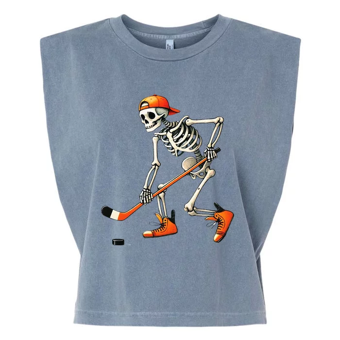 Skeleton Hockey Halloween Costume Sport Garment-Dyed Women's Muscle Tee