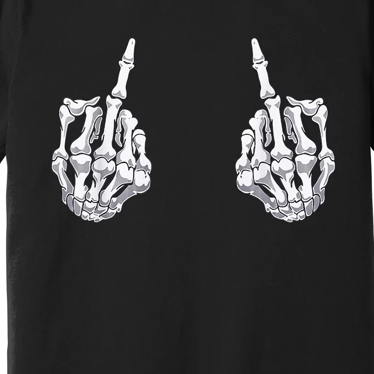 Skeleton Hand Halloween Bones Middle Finger Skull Premium T-Shirt