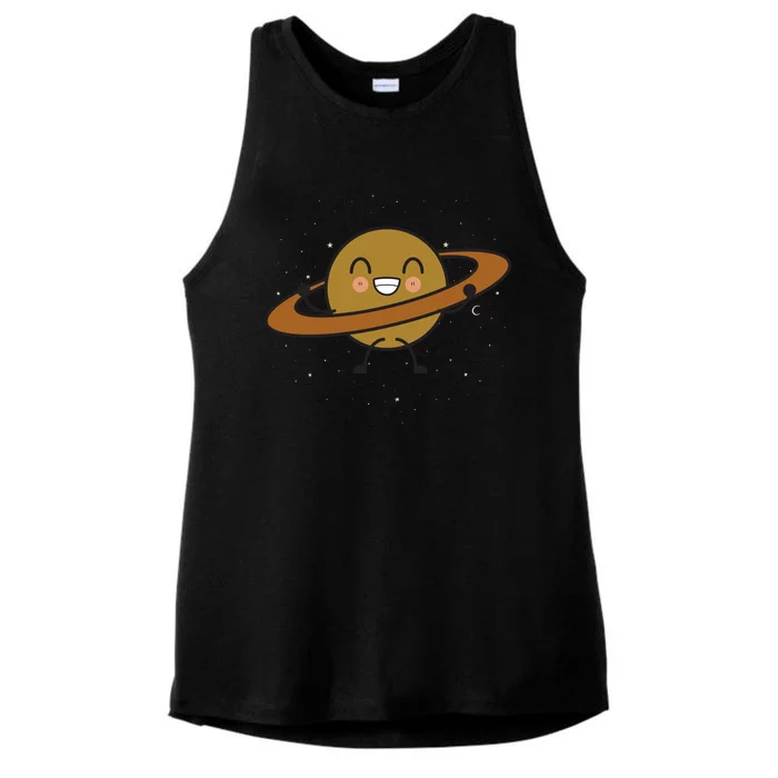 Saturn Hula Hoop Space Cute Ladies Tri-Blend Wicking Tank