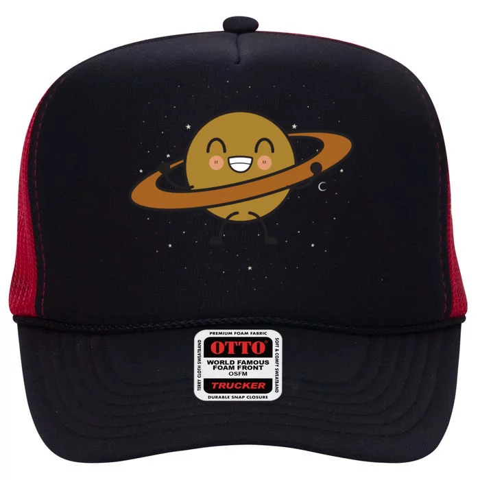 Saturn Hula Hoop Space Cute High Crown Mesh Trucker Hat