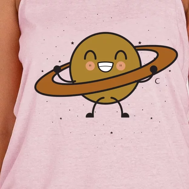 Saturn Hula Hoop Space Cute Women's Knotted Racerback Tank