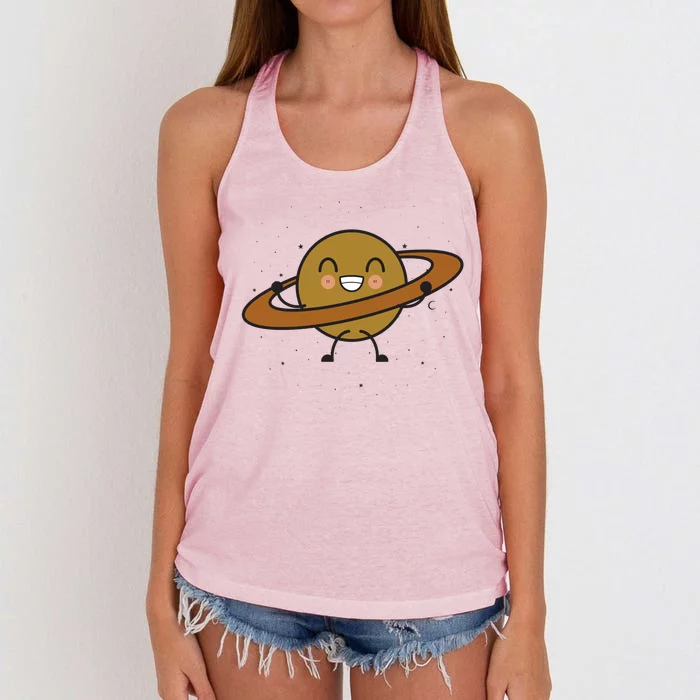 Saturn Hula Hoop Space Cute Women's Knotted Racerback Tank