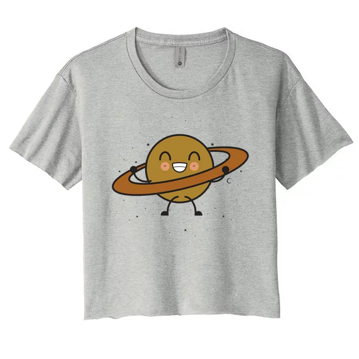 Saturn Hula Hoop Space Cute Women's Crop Top Tee