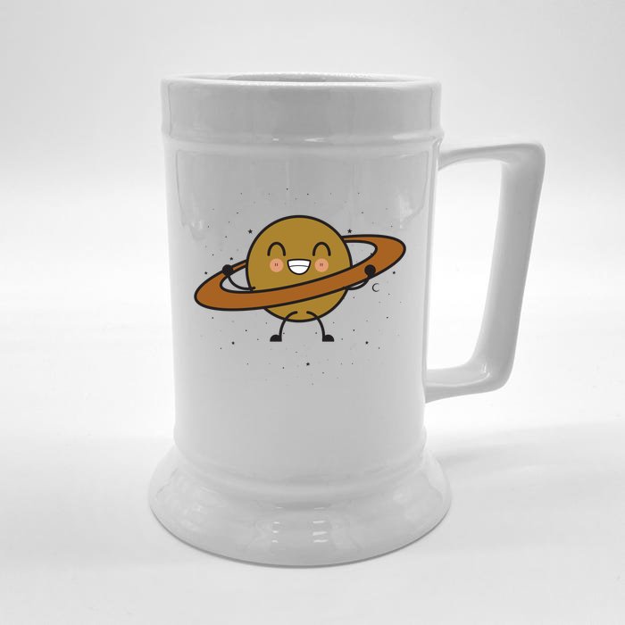 Saturn Hula Hoop Space Cute Front & Back Beer Stein