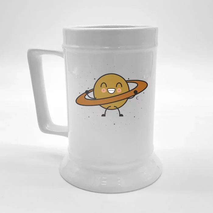 Saturn Hula Hoop Space Cute Front & Back Beer Stein