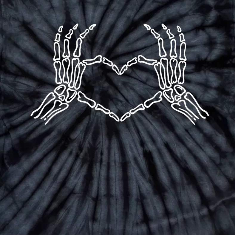 Skeleton Hands Heart Sign Retro Halloween Costume Tie-Dye T-Shirt