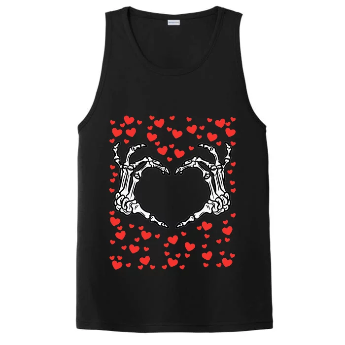 Skeleton Hand Heart Valentines Day Funny Bones Love Performance Tank