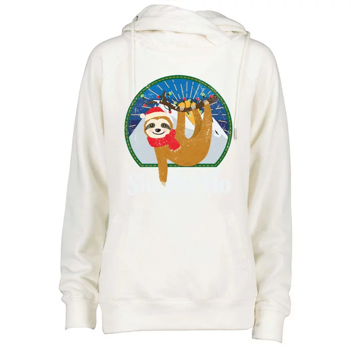 Slo Ho Ho Merry Christmas Sloth Christmas Team Cool Gift Womens Funnel Neck Pullover Hood