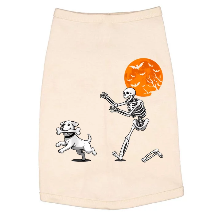 Spooky Humor Halloween Skeleton Chasing Dog Doggie Tank