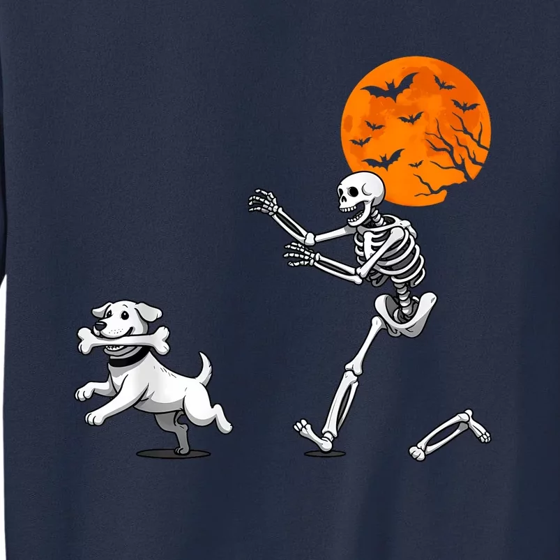 Spooky Humor Halloween Skeleton Chasing Dog Sweatshirt