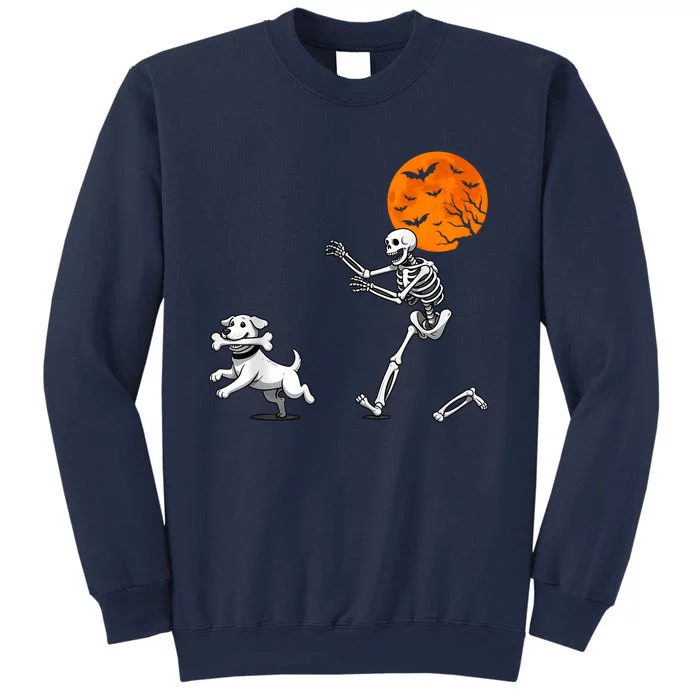 Spooky Humor Halloween Skeleton Chasing Dog Sweatshirt