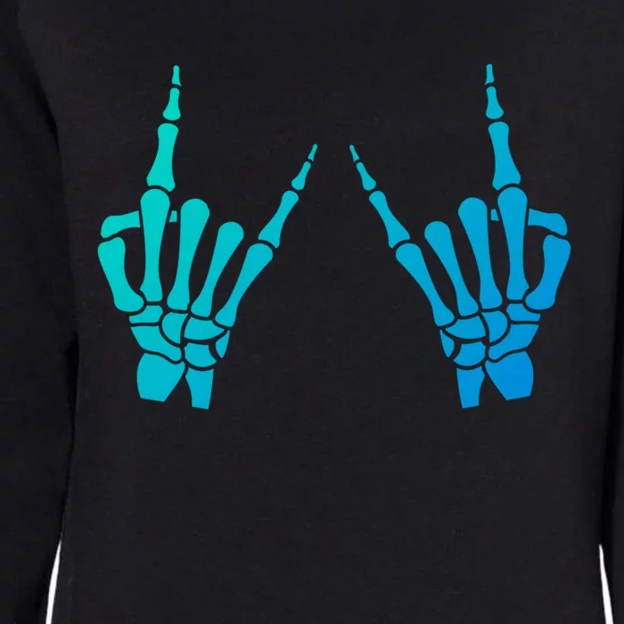 Skeleton Hand Horns Rock On Heavy Metal Rock N Roll Gift Womens California Wash Sweatshirt