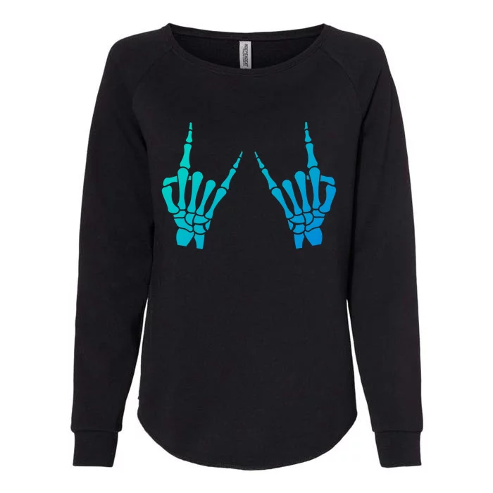 Skeleton Hand Horns Rock On Heavy Metal Rock N Roll Gift Womens California Wash Sweatshirt