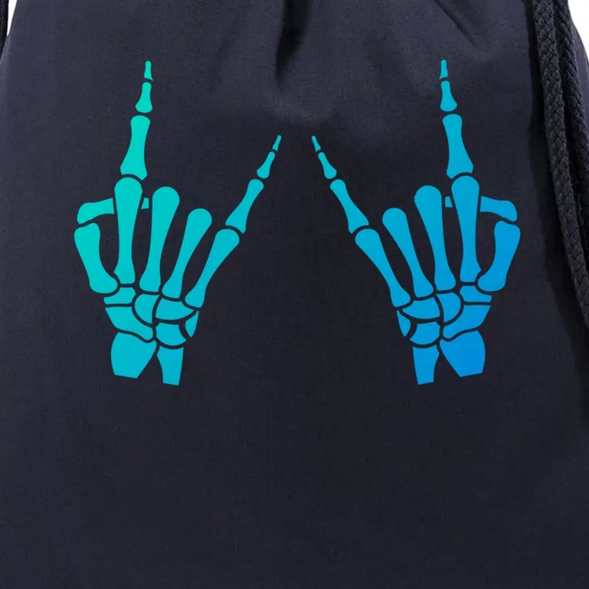 Skeleton Hand Horns Rock On Heavy Metal Rock N Roll Gift Drawstring Bag