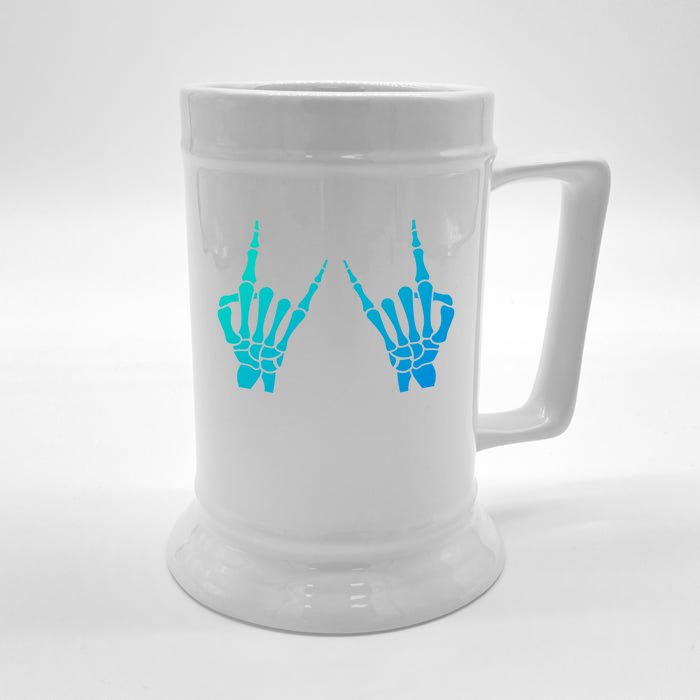 Skeleton Hand Horns Rock On Heavy Metal Rock N Roll Gift Front & Back Beer Stein