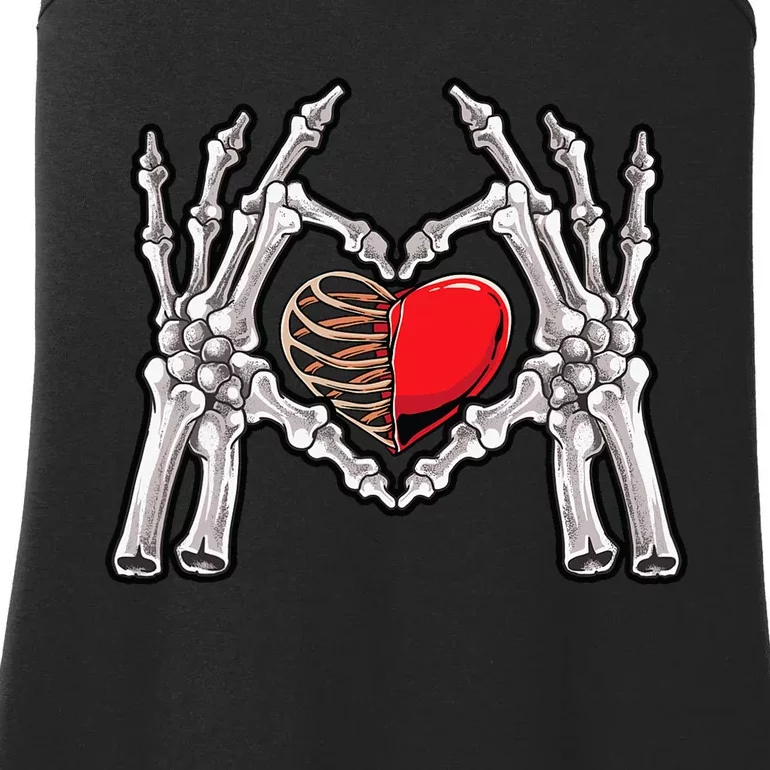 Skeleton Hand Heart Sign Bones Costume Love Skull Tapestry Ladies Essential Tank