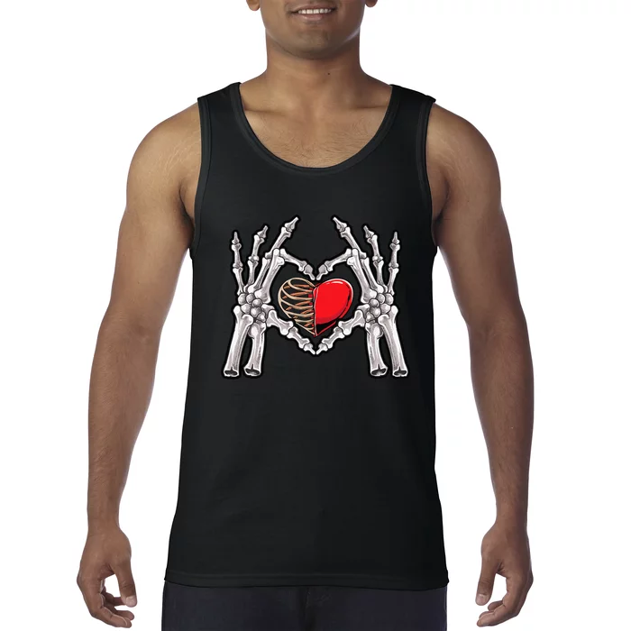 Skeleton Hand Heart Sign Bones Costume Love Skull Tapestry Tank Top