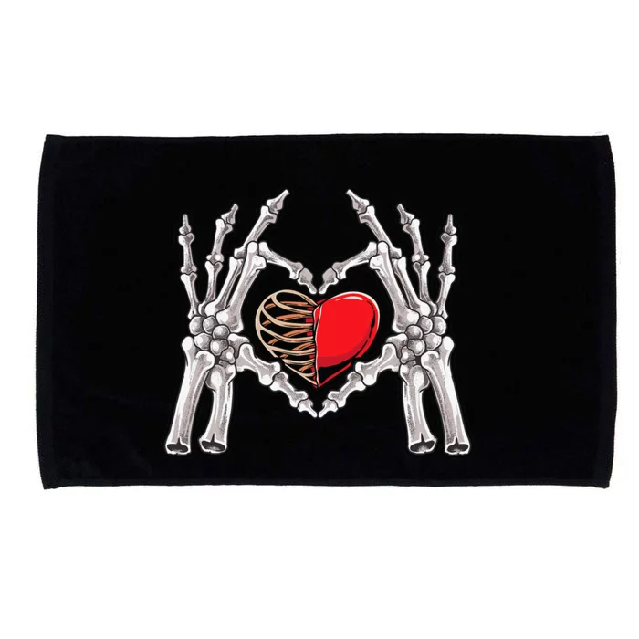 Skeleton Hand Heart Sign Bones Costume Love Skull Tapestry Microfiber Hand Towel