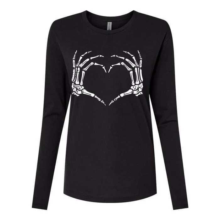 Skeleton Hands Heart Sign Retro Halloween Costume Women Girl Womens Cotton Relaxed Long Sleeve T-Shirt