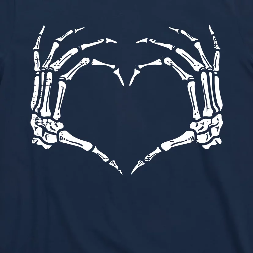 Skeleton Hands Heart Sign Retro Halloween Costume Women Girl T-Shirt