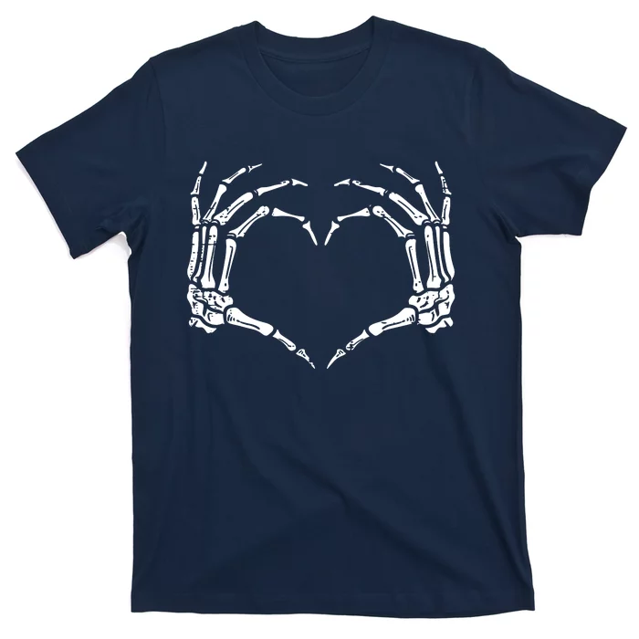 Skeleton Hands Heart Sign Retro Halloween Costume Women Girl T-Shirt