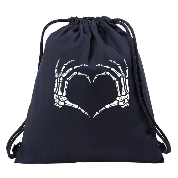 Skeleton Hands Heart Sign Retro Halloween Costume Women Girl Drawstring Bag