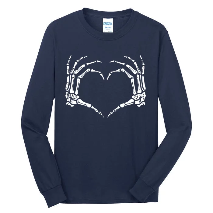 Skeleton Hands Heart Sign Retro Halloween Costume Women Girl Tall Long Sleeve T-Shirt