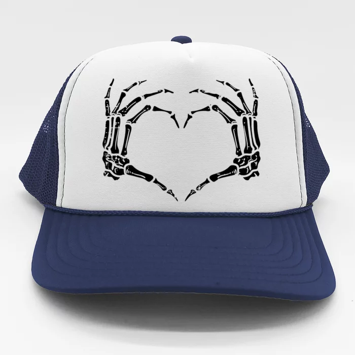 Skeleton Hands Heart Sign Retro Halloween Costume Women Girl Trucker Hat