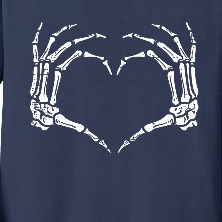 Skeleton Hands Heart Sign Retro Halloween Costume Women Girl Kids Long Sleeve Shirt