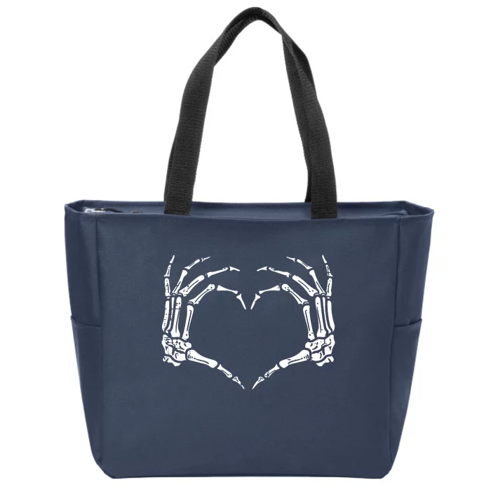 Skeleton Hands Heart Sign Retro Halloween Costume Women Girl Zip Tote Bag