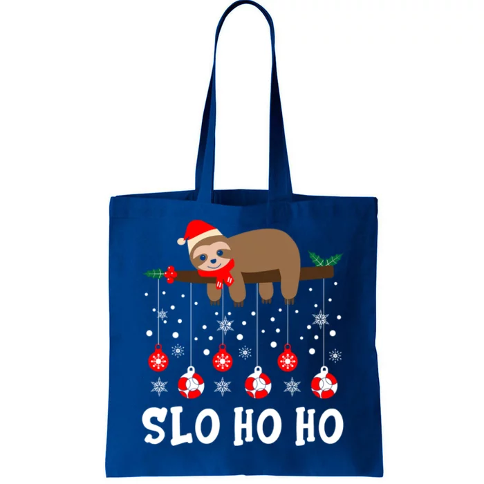 Slo Ho Ho Sloth Santa Hat Christmas Sleepy Sloth Lover Gift Tote Bag