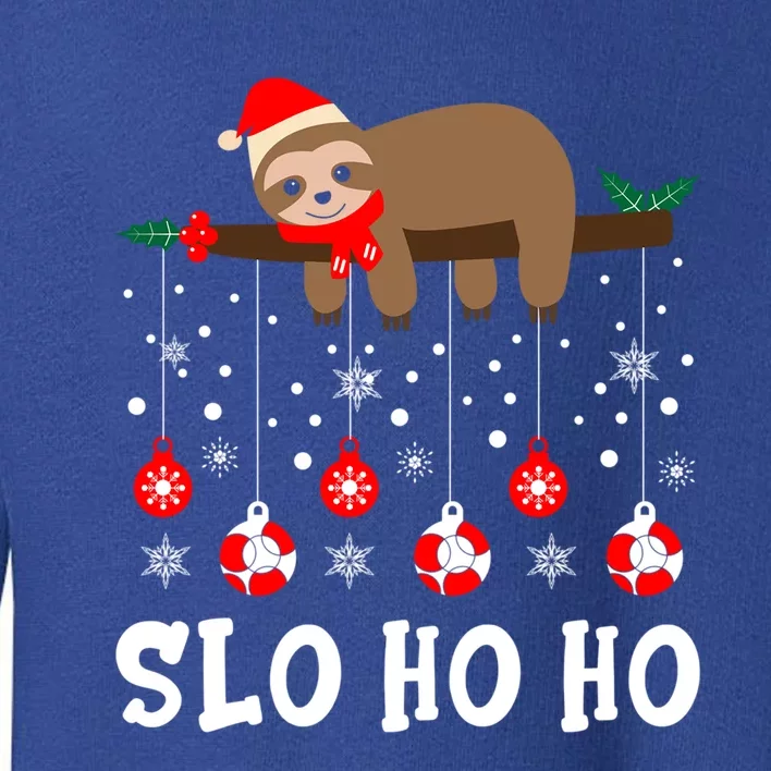 Slo Ho Ho Sloth Santa Hat Christmas Sleepy Sloth Lover Gift Toddler Sweatshirt