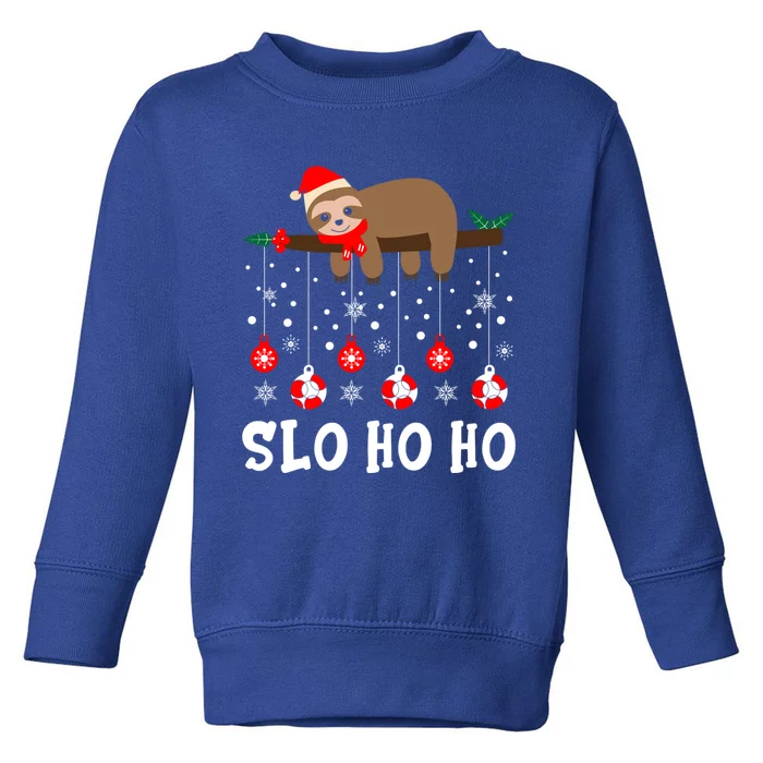 Slo Ho Ho Sloth Santa Hat Christmas Sleepy Sloth Lover Gift Toddler Sweatshirt