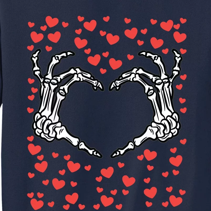 Skeleton Hand Heart Valentines Day Funny Bones Love Tall Sweatshirt