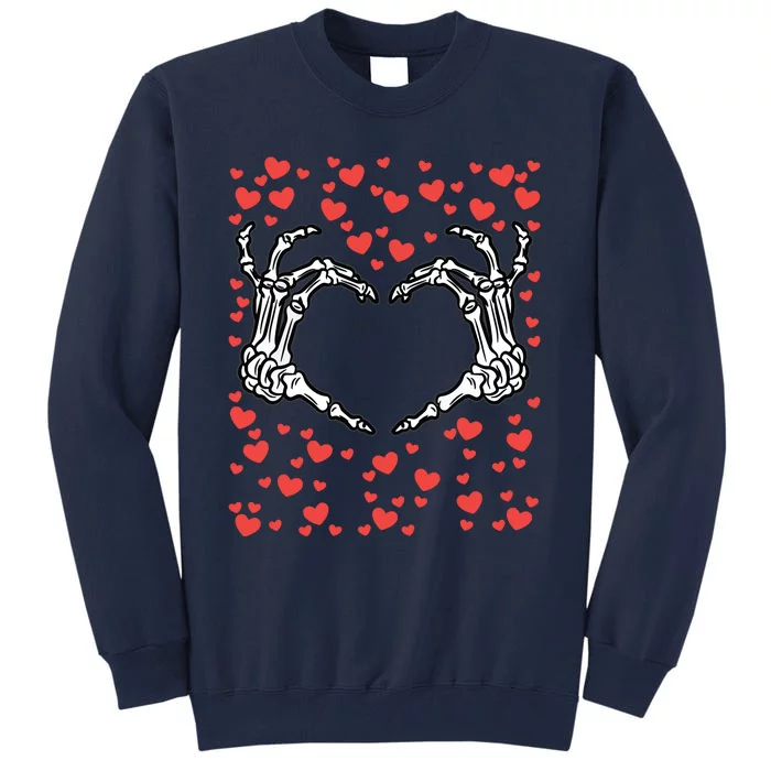 Skeleton Hand Heart Valentines Day Funny Bones Love Tall Sweatshirt