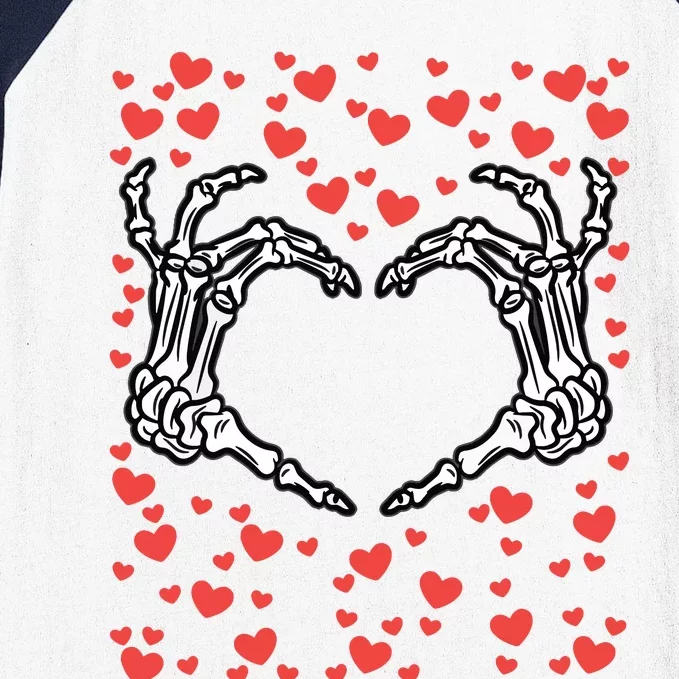 Skeleton Hand Heart Valentines Day Funny Bones Love Baseball Sleeve Shirt