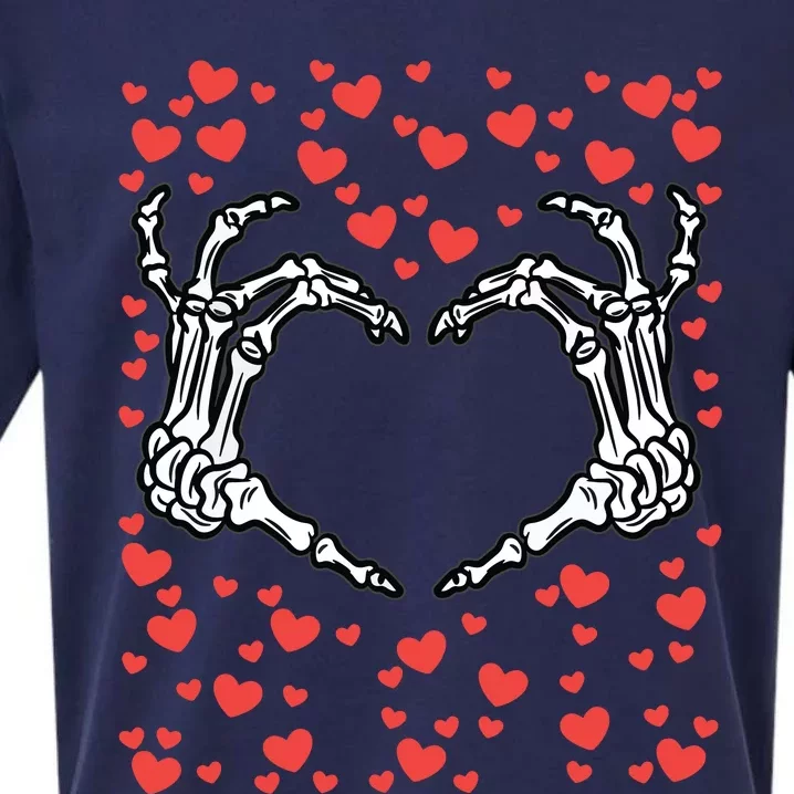 Skeleton Hand Heart Valentines Day Funny Bones Love Sueded Cloud Jersey T-Shirt