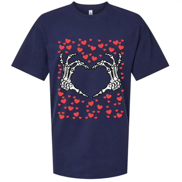 Skeleton Hand Heart Valentines Day Funny Bones Love Sueded Cloud Jersey T-Shirt