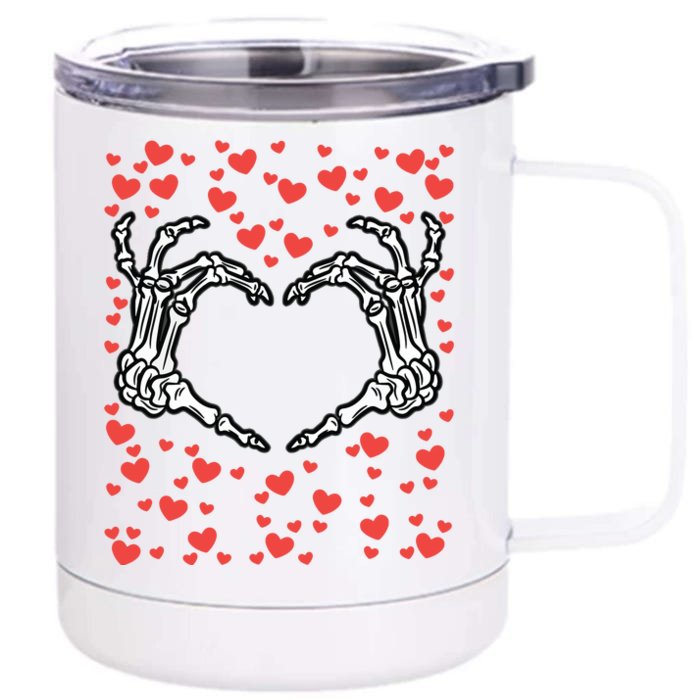 Skeleton Hand Heart Valentines Day Funny Bones Love Front & Back 12oz Stainless Steel Tumbler Cup