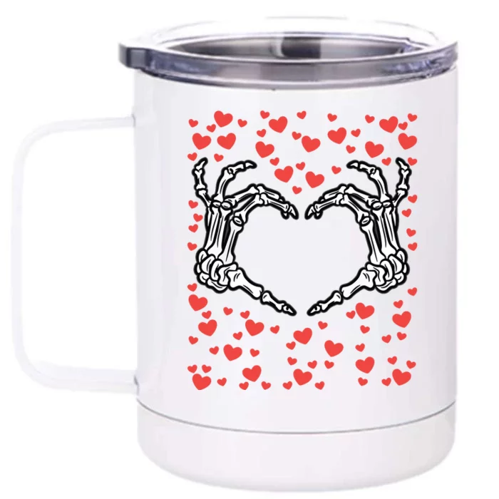 Skeleton Hand Heart Valentines Day Funny Bones Love Front & Back 12oz Stainless Steel Tumbler Cup