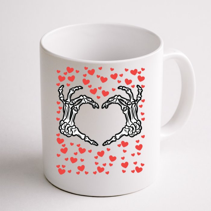 Skeleton Hand Heart Valentines Day Funny Bones Love Front & Back Coffee Mug