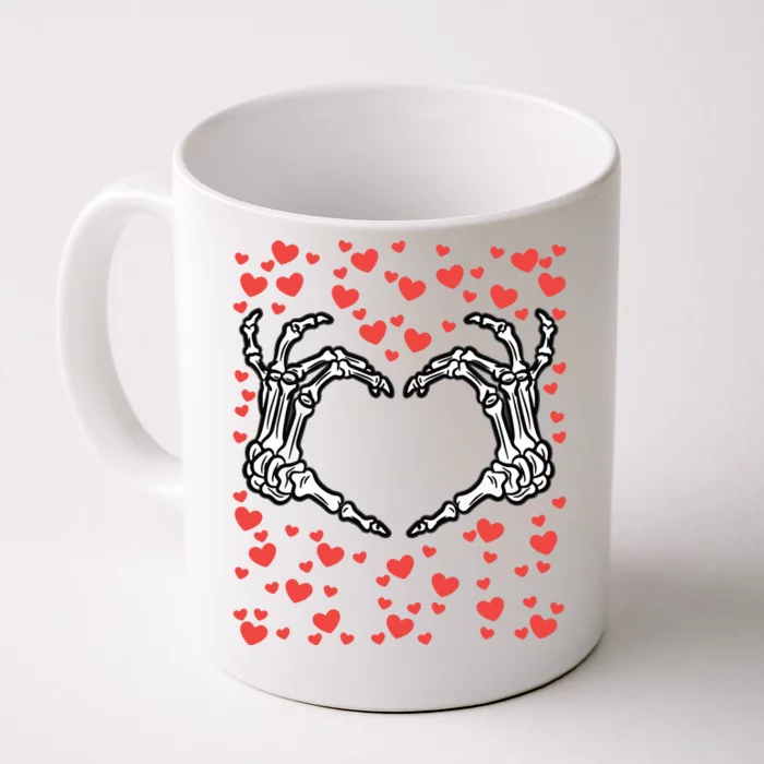 Skeleton Hand Heart Valentines Day Funny Bones Love Front & Back Coffee Mug