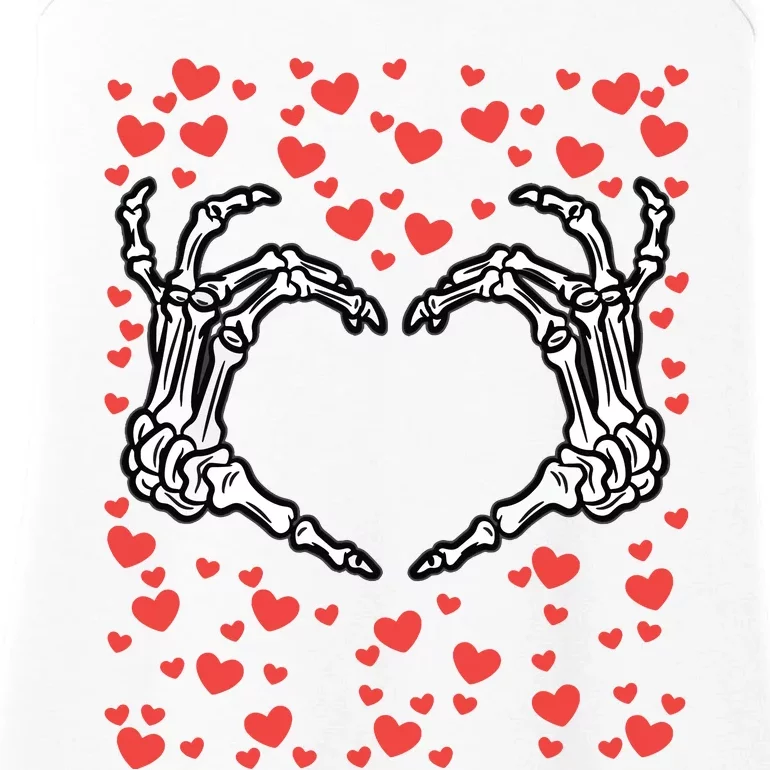 Skeleton Hand Heart Valentines Day Funny Bones Love Ladies Essential Tank