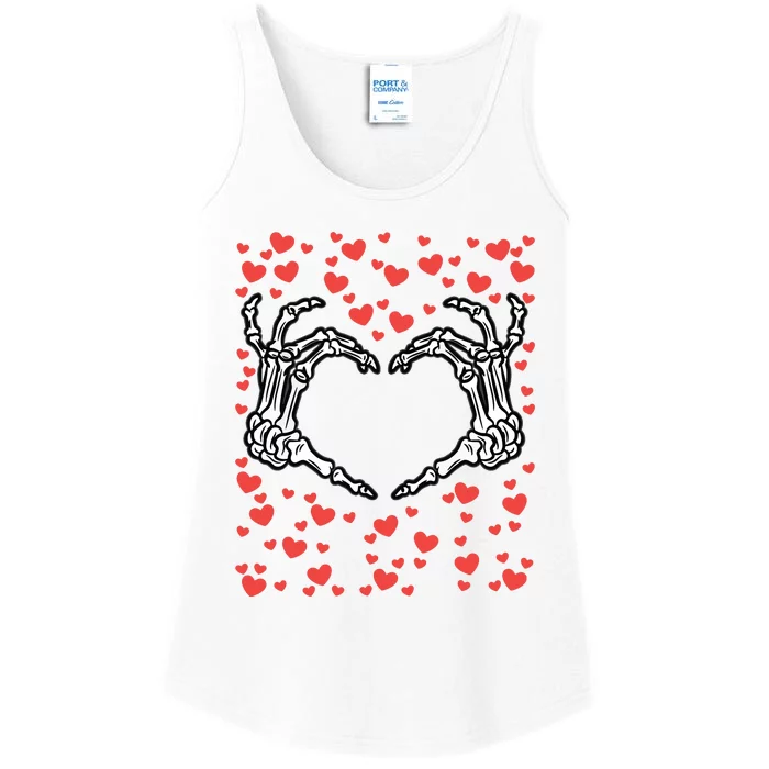 Skeleton Hand Heart Valentines Day Funny Bones Love Ladies Essential Tank